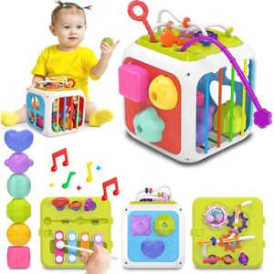 Montessori Activiteitenkubus voor Baby's | Educatief Speelgoed voor 6-12 Maanden | Sensorisch Speelgoed | Motoriek en Creativiteit Stimuleren