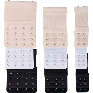BH Verlengstuk - Verstelbaar met 3×3 Haken op 4 Rijen - BH Accessoires - Geschikt voor Zwangerschap - 9 Stuks - Voor Vrouwen - Zwart/Wit/Beige