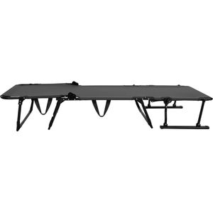 Springos Tuinstoel 2 In 1 | Ligstoel | Opvouwbaar | Verstelbaar | Ergonomische Hoofdsteun | Zwart
