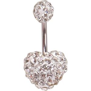 Fako Bijoux® - Navelpiercing - Disco Dots Duo - Hart - Wit