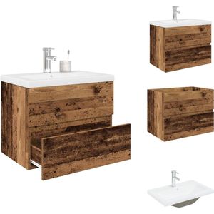 vidaXL Wastafel Kast Met Wastafel - Wastafel Kasten Met Wastafels - Badkamer Wastafel Kast - Badkamer Wastafel Kast - Wastafelkast met ingebouwde wasbak en kraan oud houtkleurig