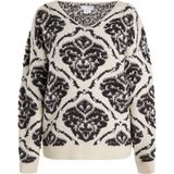 Usha - Sivene - Trui - Crème/Zwart - V-hals - Lange Mouw