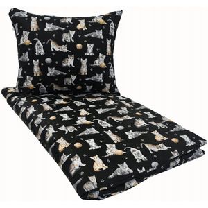 Kinderbeddengoed 90x120 + 50x60 Katjes Zwart Katoen