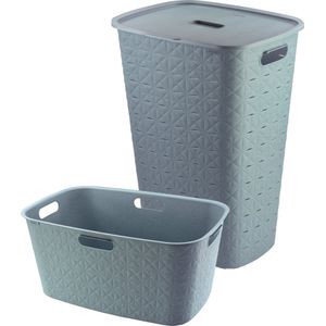 Curver Softex Wasmand met Deksel 56L + Wasmand 45L - Blauw