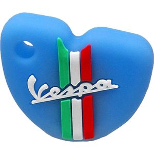 Vespa Siliconen Sleutelhoesje - Licht Blauw met Witte letters - Licht Blauw met Wit - Italiaanse Vlag
