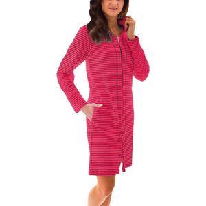 Aquarti Dames Badjas met Rits en Gestreept Patroon, Korte Badjas met Capuchon