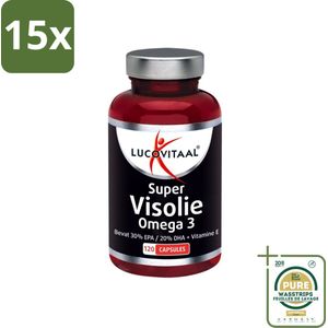 15 x Lucovitaal - Visolie - Super Omega 3 - 120 Capsules - Grootverpakking - Visolie - Omega 3 - Omega 6 - Vitamine E - Hartgezondheid