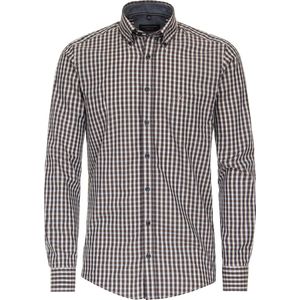 CASA MODA - Sport Casual Fit - Overhemd - Beige Geruit - Strijkvriendelijk
