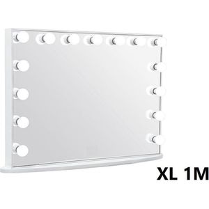 Bright Beauty Vanity hollywood make up spiegel met verlichting - XL - 100 x 85 cm - dimbaar - zonder rand - wit - hoogwaardig gespoten MDF