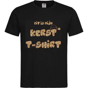 T-shirt Unisex Volwassenen Kerst Kerstmis Bier Man Grappig Tekst Dit is mijn kerst t-shirt Op Voorkant | korte mouw | Zwart/Goud GLITTER | maat L