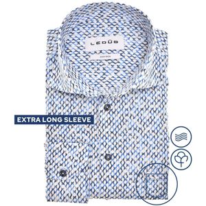Ledûb overhemd met extra lange mouwen print blauw