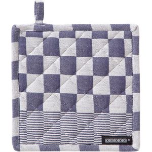 DDDDD - Barbeque Pannenlap - Set van 2 stuks - Geruit - Met Ophanglus - 21x21 cm - Blauw