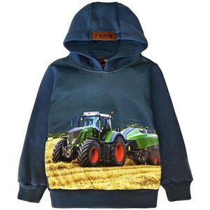Sweater Hoodie trui met tractor trekker Kleur blauw maat 92 Heel mooi!