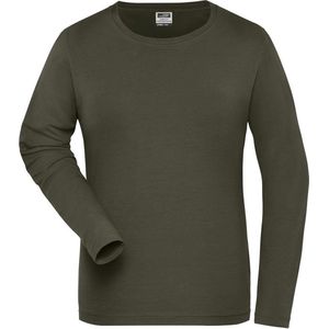 James and Nicholson Dames/dames Organic Cotton Sweater met lange mouwen (Olijf)