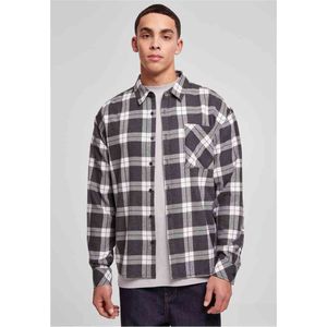 Urban Classics - Boxy Dark Checked Overhemd - 4XL - Grijs/Wit