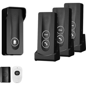 Doorsafe - 1903 - Draadloze Deurbel Intercom - Zwart - Met 3 Ontvangers