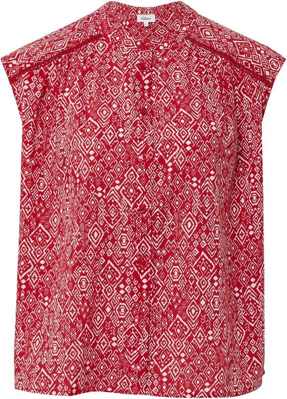 Blouse - Mouwloos - Relaxte Pasvorm - Opstaande Kraag - All-over Print