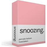 Snoozing - Hoeslaken  - Eenpersoons - 90x210 cm - Percale katoen - Roze