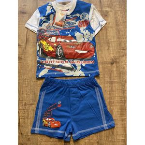 Cars shortama - maat 86 - Disney Lightning McQueen pyjama - blauw / wit