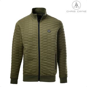 Chris Cayne heren vest - maat M - groen - groter structuur patroon - vest met rits - steekzakken met rits