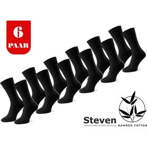 STEVEN - 82% Bamboe Sokken EU MADE - Voor onder een Pak Nette Schoenen - Comfort Kwaliteit Duurzaamheid - Multipack 6 Paar - Heren Sokken Maat 44 45 46 - Zwart