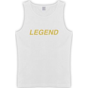 Witte Tanktop sportshirt met Gouden “ Legend “ Print Size M