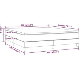 VidaXL Boxspring met Matras - Stof Donkerbruin - 160x200 cm