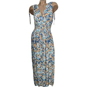 Dames Lange Zomerjurk / Strandjurk 808 One size S-XL blauw