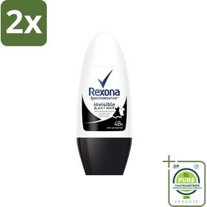 Rexona - Invisible Black & White - Deo Roller - Anti-transpirant - 50 ml - Voordeelverpakking - 2 stuks - Deodorant - Anti-transpirant