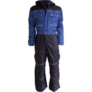Doorwerk-/ winteroverall marine/korenblauw. Maten: 46 t/m 66