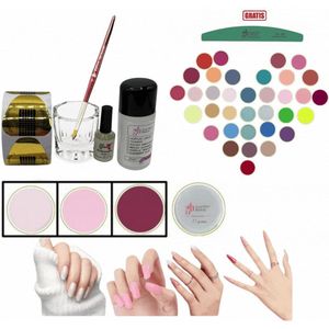 Guardian Beauty Acrylpoeder Set - 3 Kleuren - 27g - Berry Pop, Wit en Baby Roze - Met Accessoires