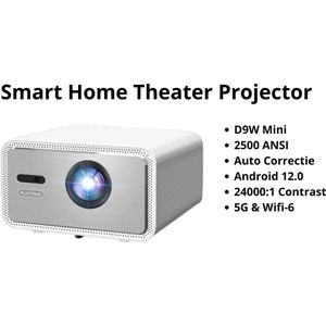 TrendWave - D9W - Mini Beamer - 2500 ANSI Lumen - Full HD 1080P - 4K Ondersteuning - WiFi Android