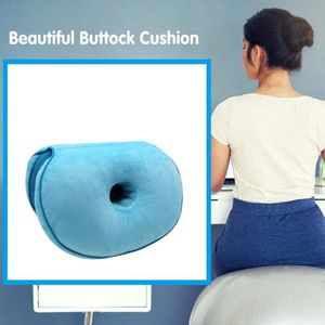 Ergonomisch opvouwbaar zitkussen voor stuit met traagschuim - blauw - alle seizoenen - auto kantoor