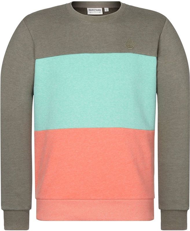 Naketano - Ich trage Mantel - Pullover - Olive Melange/Pepermint Melange/Coral Red Melnage-M