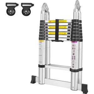 Telescopische Aluminium Vouwladder - Multifunctionele Ladder tot 5 m met Antislip Veiligheid
