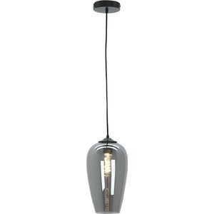 Olucia Andy - Design Hanglamp - Glas/Metaal - Grijs;Zwart - Ovaal - 18 cm