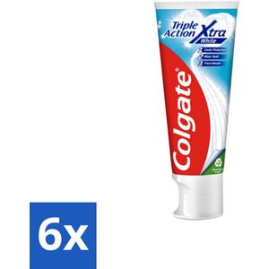6 x Colgate Tandpasta Triple Action Xtra White 75 ml - Tandpasta - Whitening - Colgate - Tandenpoetsen - Frisse Adem