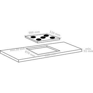 Keramische kookplaat 5 kookzones aanraakbediening 8500 W 90 cm