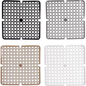 Set van 4 Gootsteenmatten – Vierkant 29 cm x 29 cm – Wit, Grijs, Zwart en Beige
