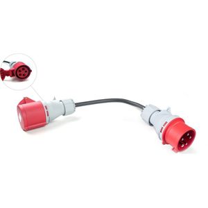 Adapter CEE rood 3x16A (Female) naar CEE rood 3x32A (Male)