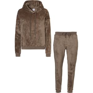Apollo - Huispak - Donkerbruin - Loungewear - Fleece met Capuchon
