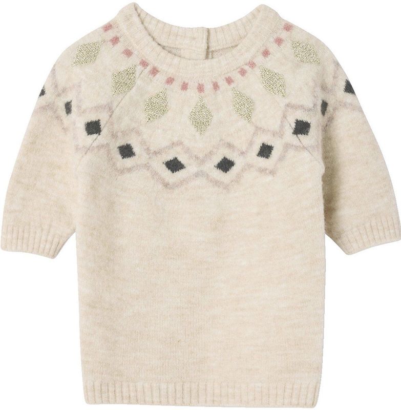 Vertbaudet - Gebreide Jacquard Jurk - Baby - Lange Mouwen - Ronde Halslijn