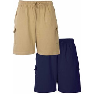 Duo Blue Docks Jongens Short - Blauw & Zandkleurig beige - Maten: 128