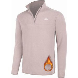 Heren fleece golfpullover lange mouwen pullover halve rits wandeltrui ademend thermo sweatshirt jas lichtgewicht