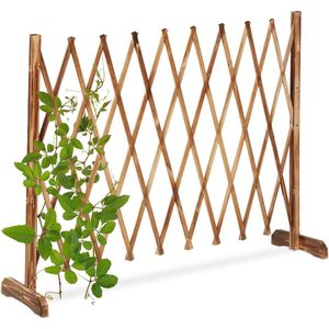 Relaxdays plantenklimrek hout - uitschuifbaar - tot 275 cm - harmonicahek - tuin - buiten