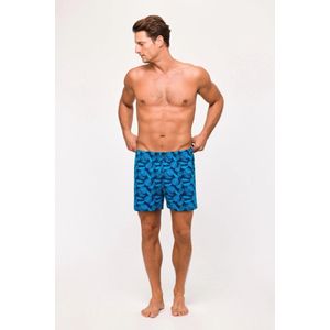 Woody Studio boxershort heren - blauw - bladeren all-overprint - 251-12-QLB-Z/920 - maat S