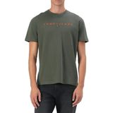 Tommy Jeans - TJM REG LINEAR LOGO TEE EXT - T-shirt - Pewter Green Multi