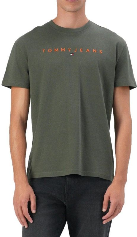 Tommy Jeans - TJM REG LINEAR LOGO TEE EXT - T-shirt - Pewter Green Multi