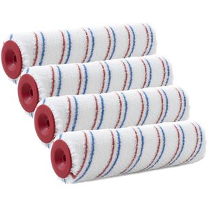 Sorex Muur vacht anti spat verfrollen - Set van 4x stuks - polyester microvezel pluisvrij - 6,6 x 25 cm - Verfspullen - Verfroller