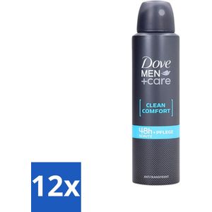 12 x Dove Men+Care - Clean Comfort - Deospray - Anti-Transpirant - 150 ml - Deodorant - Antitranspirant - Dove - Dove Men+Care - Clean Comfort